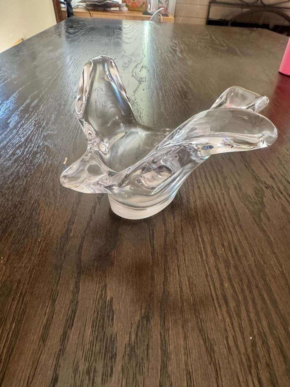 Blown Art Glass Pigeon Crystal Trinket Jewelry Dish/tea candle holder FRANCE